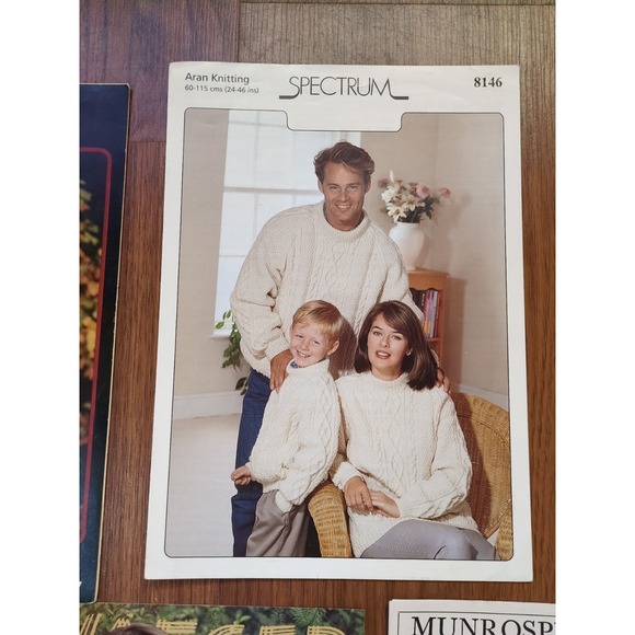 Lot of 5 Vtg Aran Fisherman Sweaters Cardigans Knitting Patterns British Jaeger - Picture 6 of 7